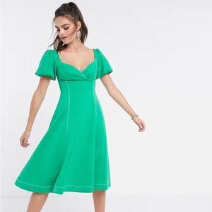 NEW ASOS Green Flowy Midi Dress